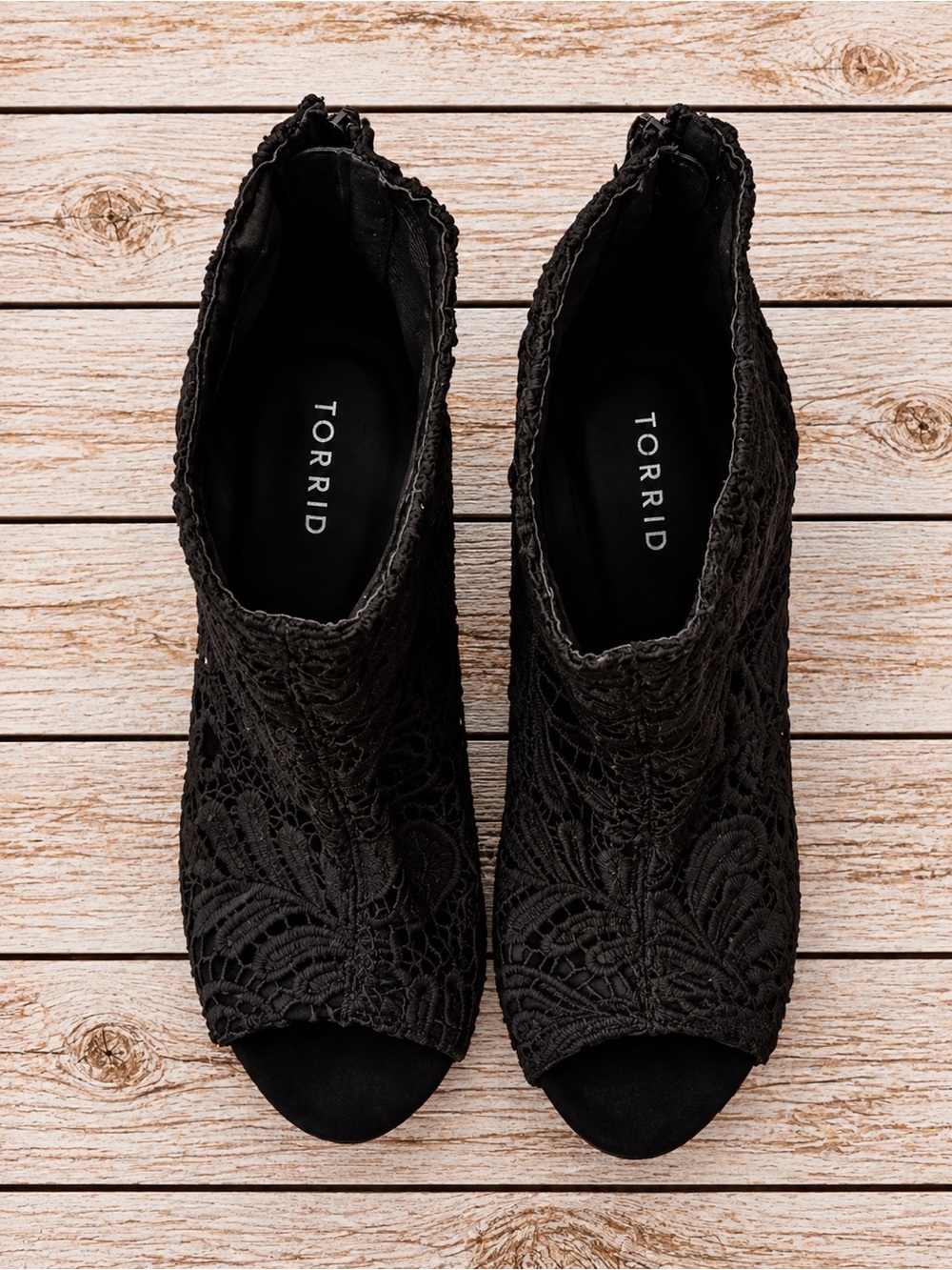 torrid Black Lace Peep-Toe Ankle Booties